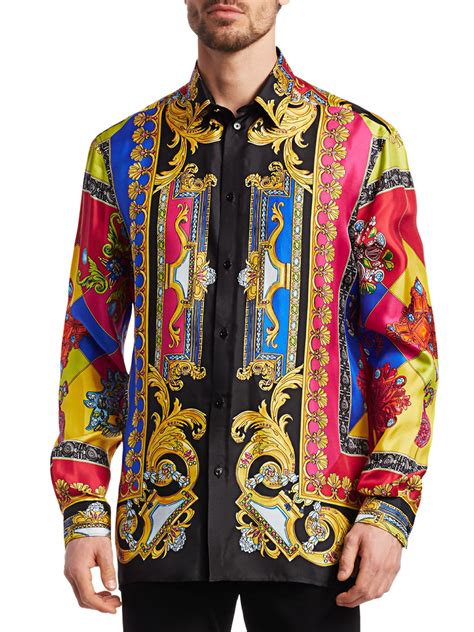 men's versace silk shirt|versace long sleeve shirt men.